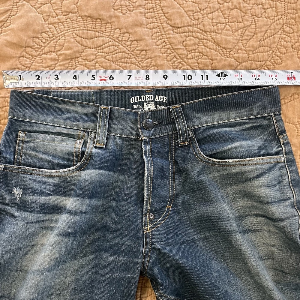 Gilded Age GA-1008Z Luxury Italian Denim Straight Leg 30x32 Green Stitch Accent - Picture 5 of 14